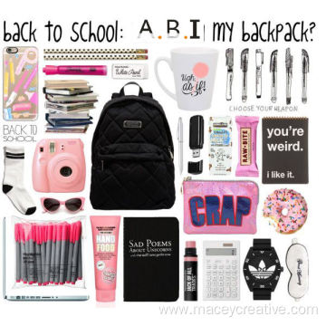 Custom design back to school bag stationery set